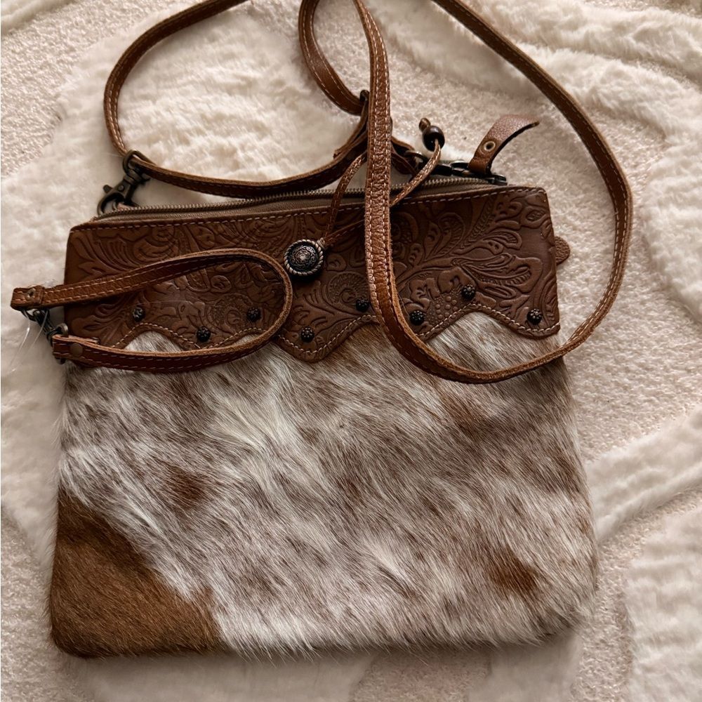 Myra Bag Rich Brown Hair-On Crossbody